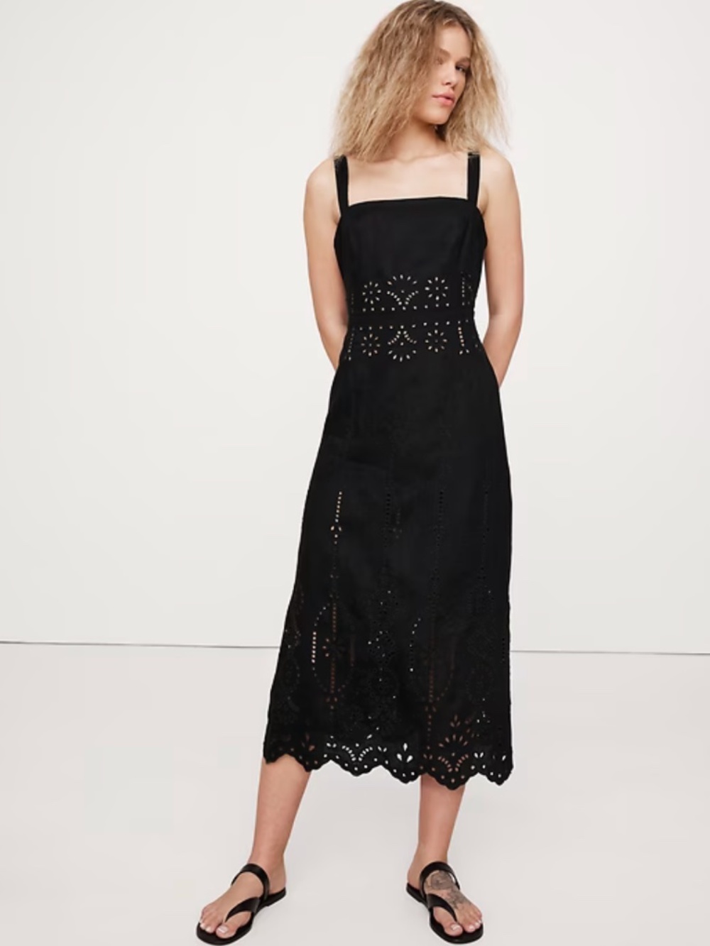 Banana Republic EYELET LINEN MIDI DRESS